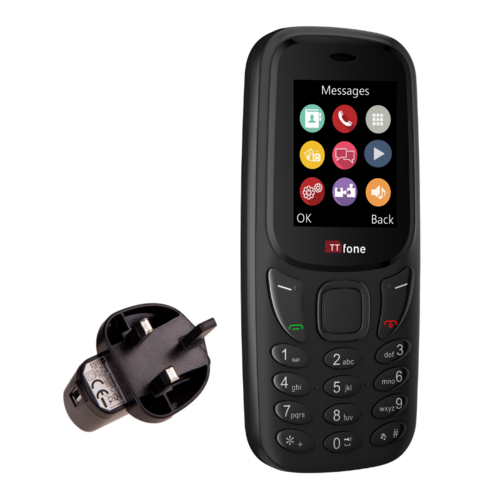 TTfone TT170 Black Dual SIM with Mains Charger, EE Pay As You Go