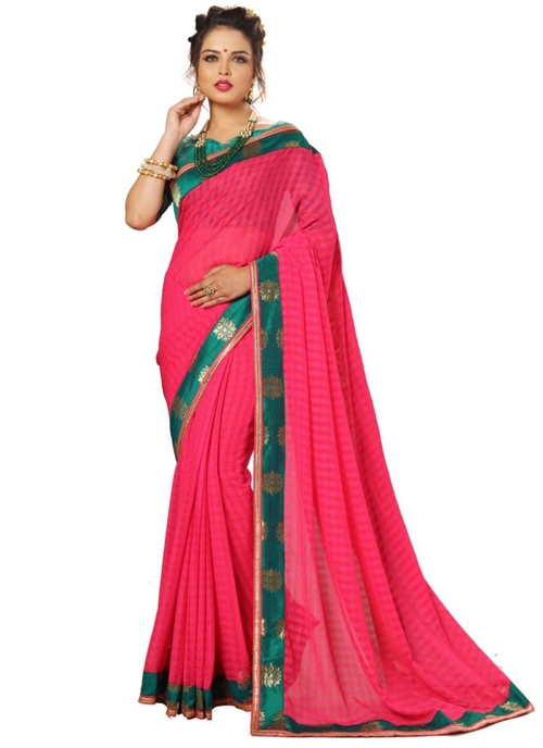 Pink Color Satin Saree with Blouse