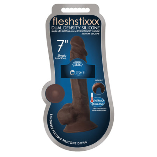 Curve Toys FLESHSTIXXX 7 in. Posable Dual Density Silicone Dildo with