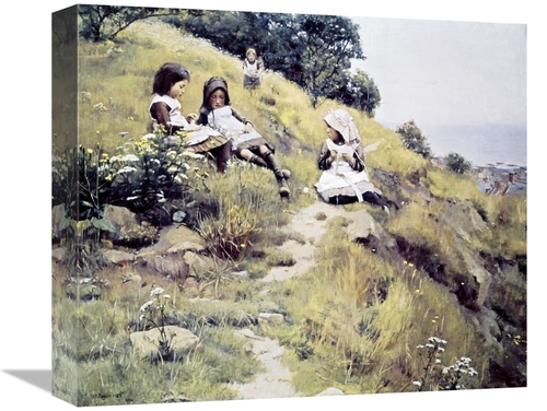 Global Gallery GCS-281800-16-142 16 in. Girls with a Wreath of Flowers