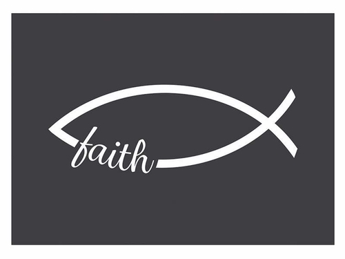 Swanson Christian Supply 93622 Auto Decal - Vinyl - Faith Fish- White