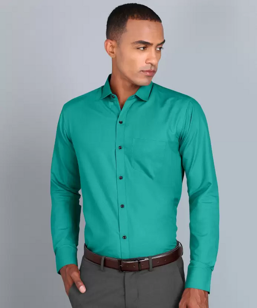 Men Regular Fit Washed Casual Shirt Green Size M