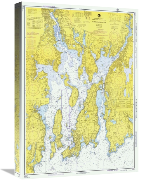 Global Gallery GCS-450523-22-142 22 in. Nautical Chart - Narragansett 