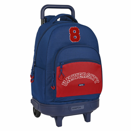 School Rucksack with Wheels Safta University Red Navy Blue (33 x 45 x