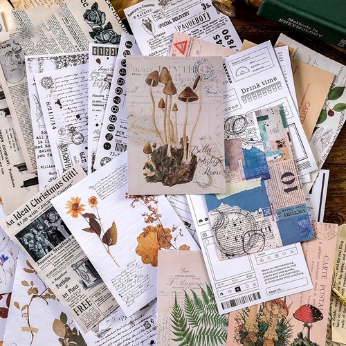 6PCS/PACK Retro Plants Manual Travel Sticker