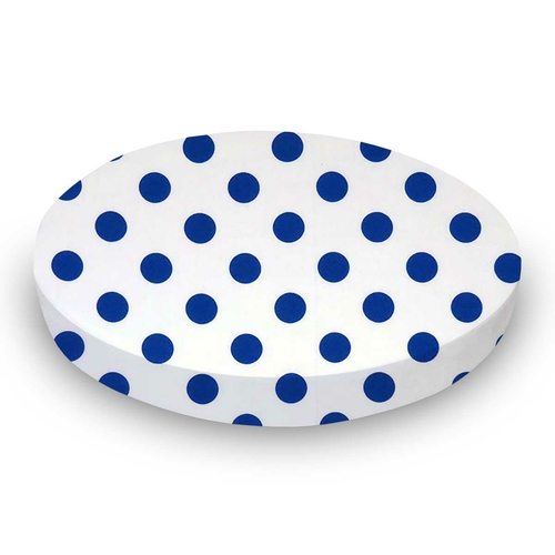 SheetWorld Fitted Round Crib Sheet - 100% Cotton Woven - Royal Polka