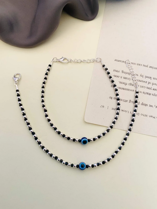 Sophisticated Silver Plated EvilEye Anklet