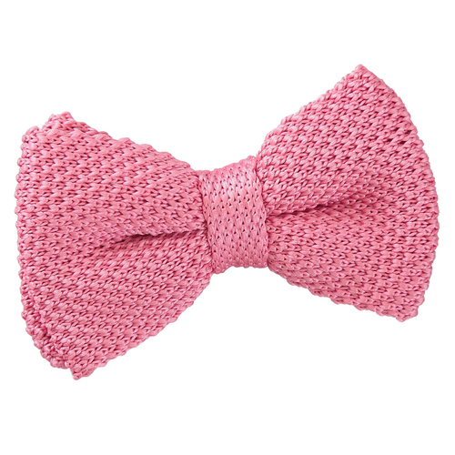 Plain Knitted Pre-Tied Bow Tie - Boys - Strawberry Pink