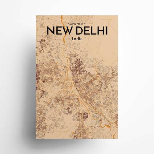 New Delhi City Map Poster