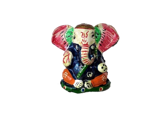 Handmade & Handprinted Painting Ganesh || Multicolour || Microfiber