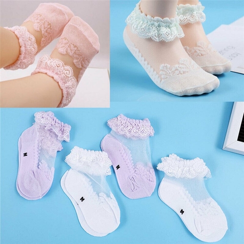 Cute Kids Baby Girl Socks Lace Ruffle Frilly Ankle