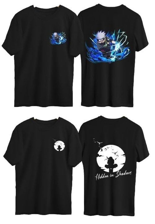 Combo Of 2 Mens Anime Character Printed Cotton Round Neck Half Sleeves