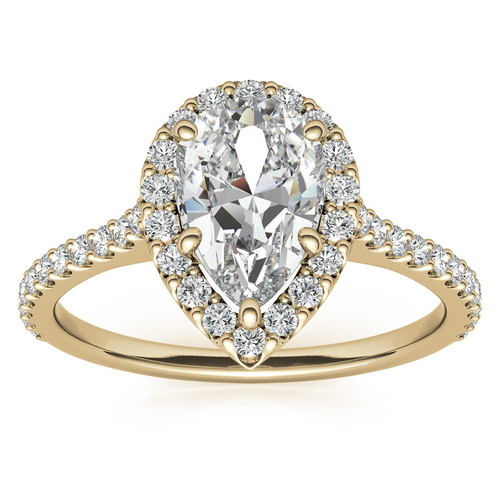 Yellow Gold Pear Shape Moissanite Ring – 00560