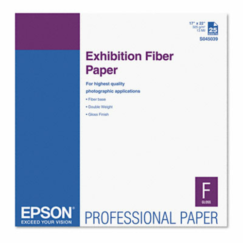 Epson S045039 Exhibition Fiber Paper- 17 x 22- White- 25 Sheets