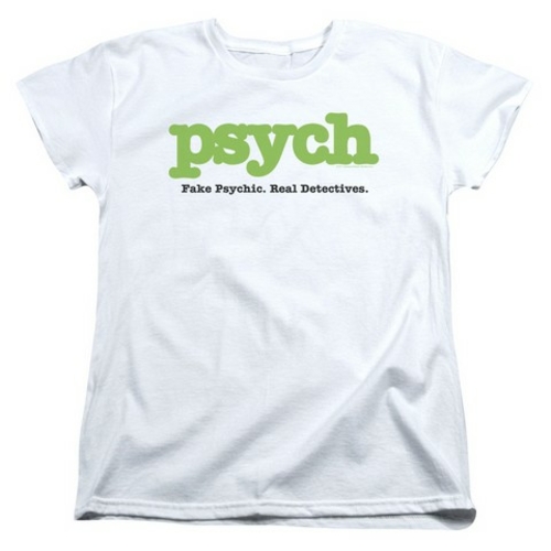 Trevco Psych-Title Short Sleeve Womens Tee, White - Small