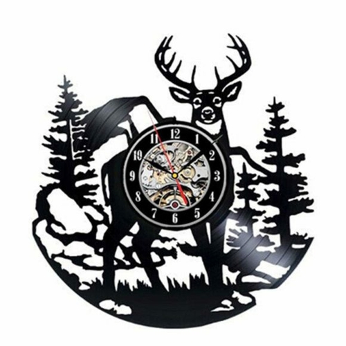 DEER FIGURINE ORNAMENT HANDMADE VINYL RECORD WALL CLOCK