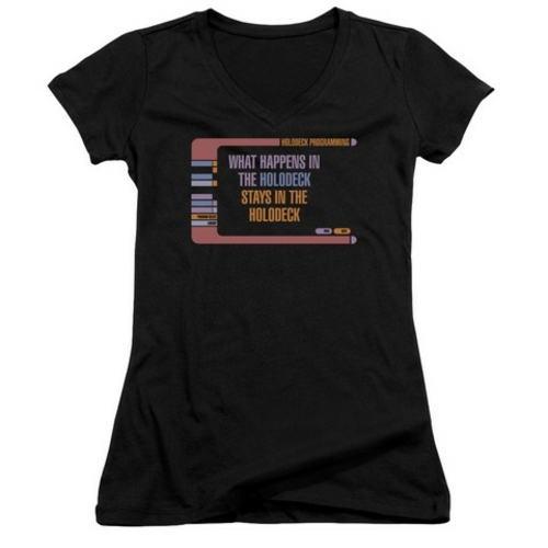 Trevco Star Trek-Holodeck Secrets - Junior V-Neck Tee - Black, 2X