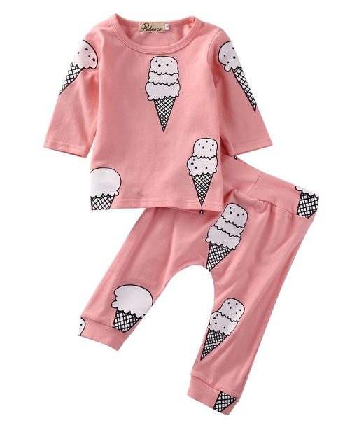 Pink Ice Cream 2Pcs Newborn Baby Girls