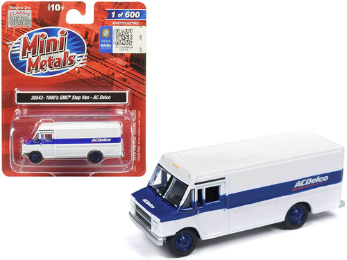 1990 GMC Step Van \ACDelco\" White with Blue Stripe 1/87 (HO) Scale