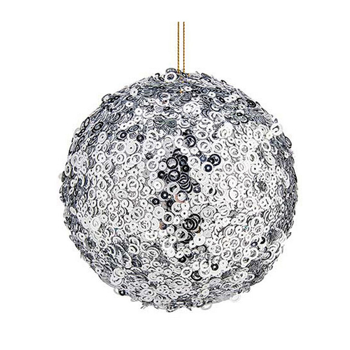 Christmas Baubles Ø 12 cm Sequins 4 Units Silver Plastic