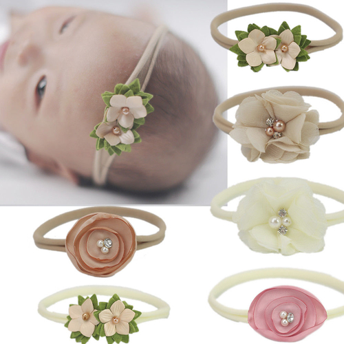 Babies 3Pcs/lot Elastic Cloth Bowknot Floral Hair