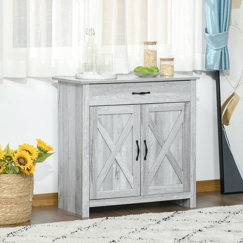 HOMCOM Farmhouse Barn Door Sideboard Accent Buffet Storage Cabinet