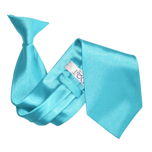 Plain Satin Clip-On Tie - Robin's Egg Blue