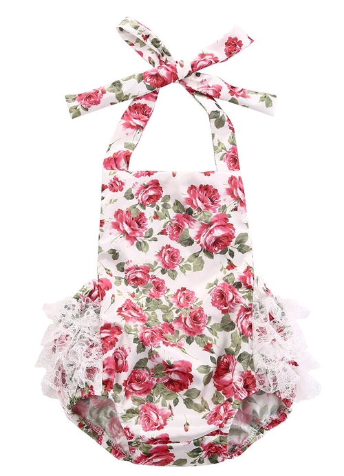 2018 Infant Baby Girls Floral Halter Backless