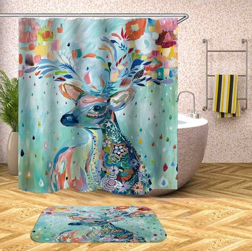 Riot Of Colors Deer Painting Shower Curtain