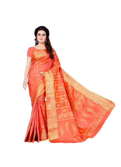 Generic Women's Jacquard silk Saree with Blouse