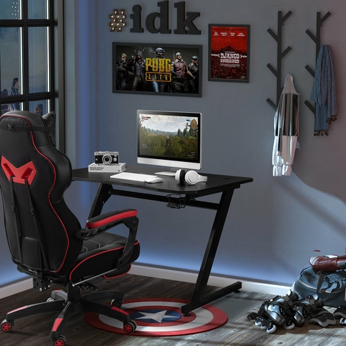 HOMCOM 47.25" Gaming Desk Computer Home Office Gamer Table Z Shape