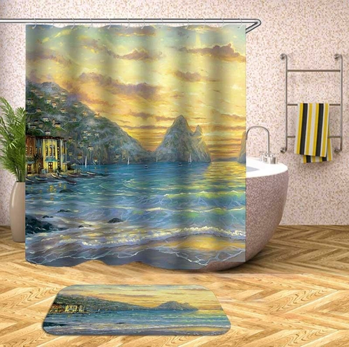 Art Painting Coastal Shower Curtain