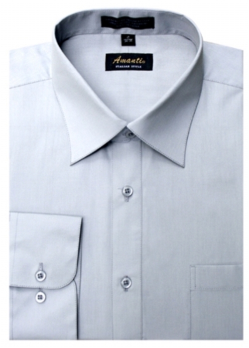 Amanti CL1010-15x32-33 Amanti Mens Wrinkle Free Silver Dress Shirt - S