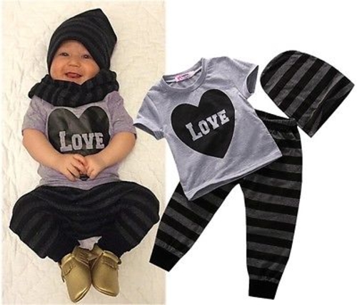 2016 Toddler Baby Boy 3PCS set LOVE Printed Short
