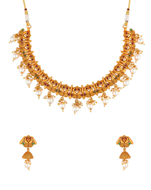 Artificial Stylish Choker Set For With Matching Earring for Women GOLD