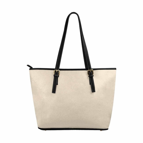 Large Leather Tote Shoulder Bag - Champagne Beige