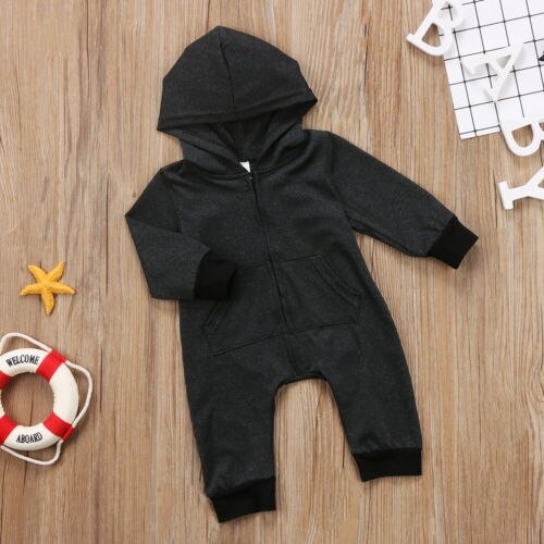 Newborn Baby Boys Girls Long Sleeve Zipper Romper