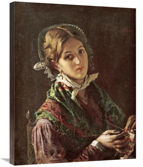 Global Gallery GCS-267698-30-142 30 in. A Woman Knitting Art Print - M