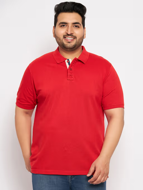 Men's Polo Neck Half Sleeve Tshirt (Size-L) (Color-RED)