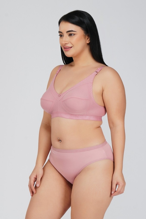 Women's Cotton Mix Full Coverage Non-Padded Bra Panty