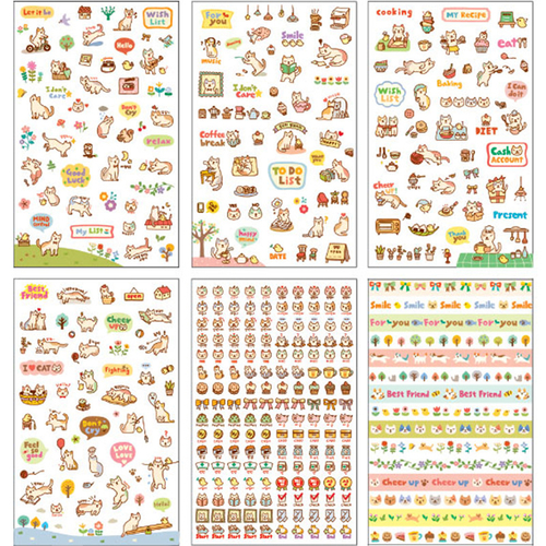 6Sheet/Pack Transparent PVC Stickers Creative Cute