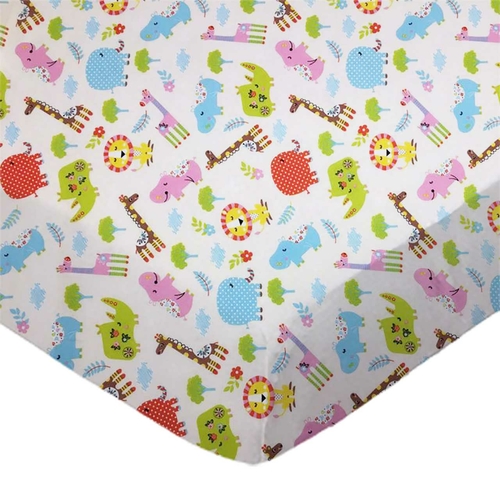 SheetWorld Fitted Crib Sheet - 100% Cotton Woven - Safari Animals