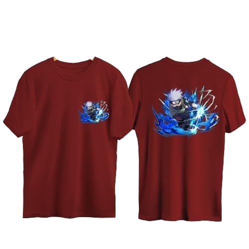 Mens Anime Character Printed Cotton Round Neck Half Sleeves T-Shirt