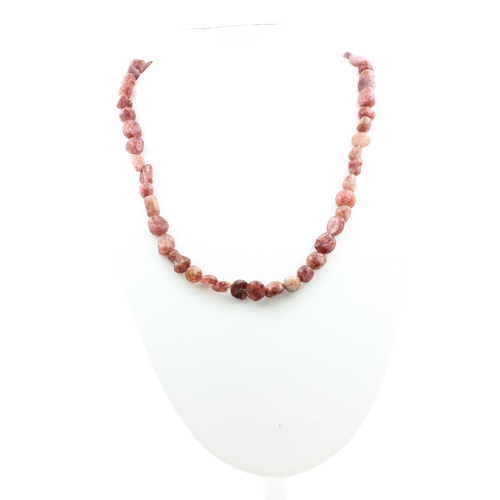 Ruby from Brazil bead necklace stainless steel chain