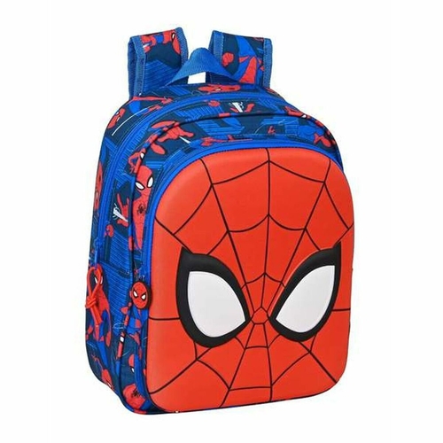 3D Child bag Spiderman Great power Red 27 x 33 x 10 cm Blue