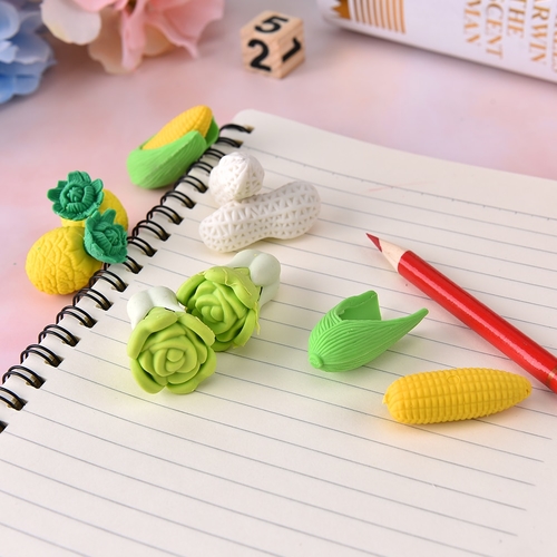 2 Pcs/Lot Vegetable Fruit Nontoxic Eraser Kawaii