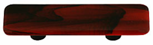 Hot Knobs HK2053-PB Black Swirl Brick Red Rectangle Glass Cabinet Pull