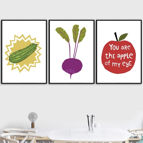 Cartoon Apple Vegetables Quotes Nordic