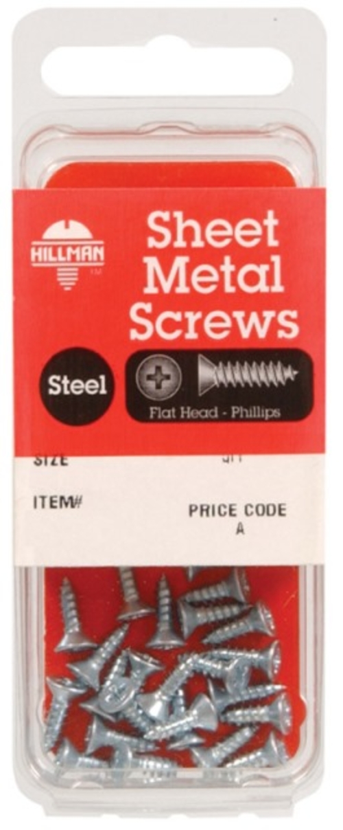 Hillman 5571 Zinc Plated Steel Sheet Flat Head Metal Screws  12 x 1.5 