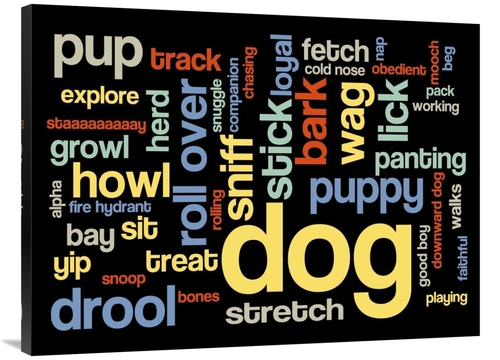 Global Gallery GCS-388307-3040-142 30 x 40 in. Dog Words 1 Art Print -